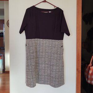 Isaac Mizrahi Live! Regular Elbow Sleeve Knee Length Black Tweed Dress Petite LG